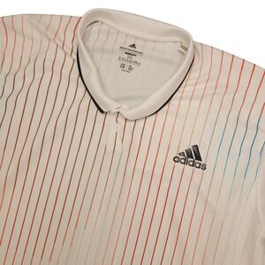 Adidas Freelift Mens 2XL Polo Golf Shirt AEROREADY White Striped‎